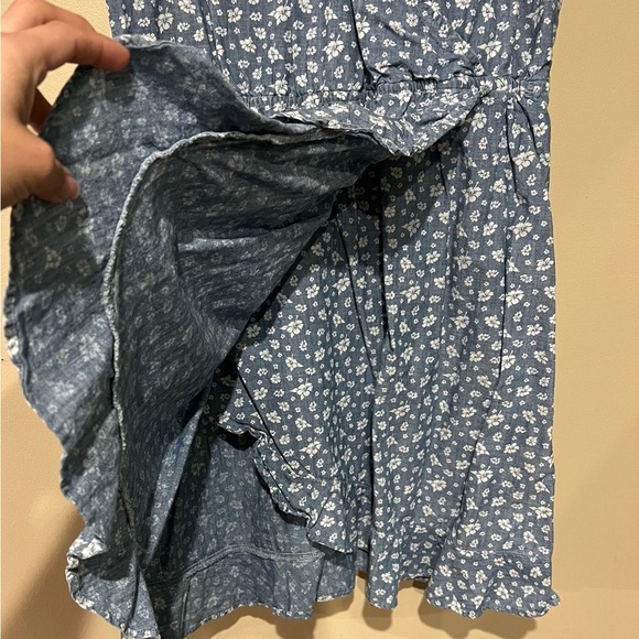 J Crew Mercantile Womens Blue Floral Chambray Ruffle Faux Wrap Dress SZ Medium - Picture 5 of 9